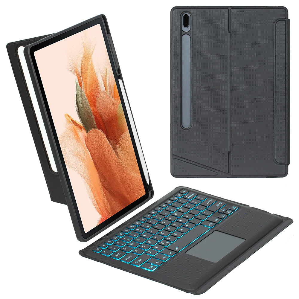 T970B-AS for Samsung Galaxy Tab S7+ T970 / S7 FE T730 / S8+ X800 Detachable Bluetooth Keyboard Smart Tablet Case with Touchpad / Backlight T970B-AS for Samsung Galaxy Tab S7+ T970 / S7 FE T730 / S8+ X800 Detachable Bluetooth Keyboard Smart Tablet Case with Touchpad / Backlight